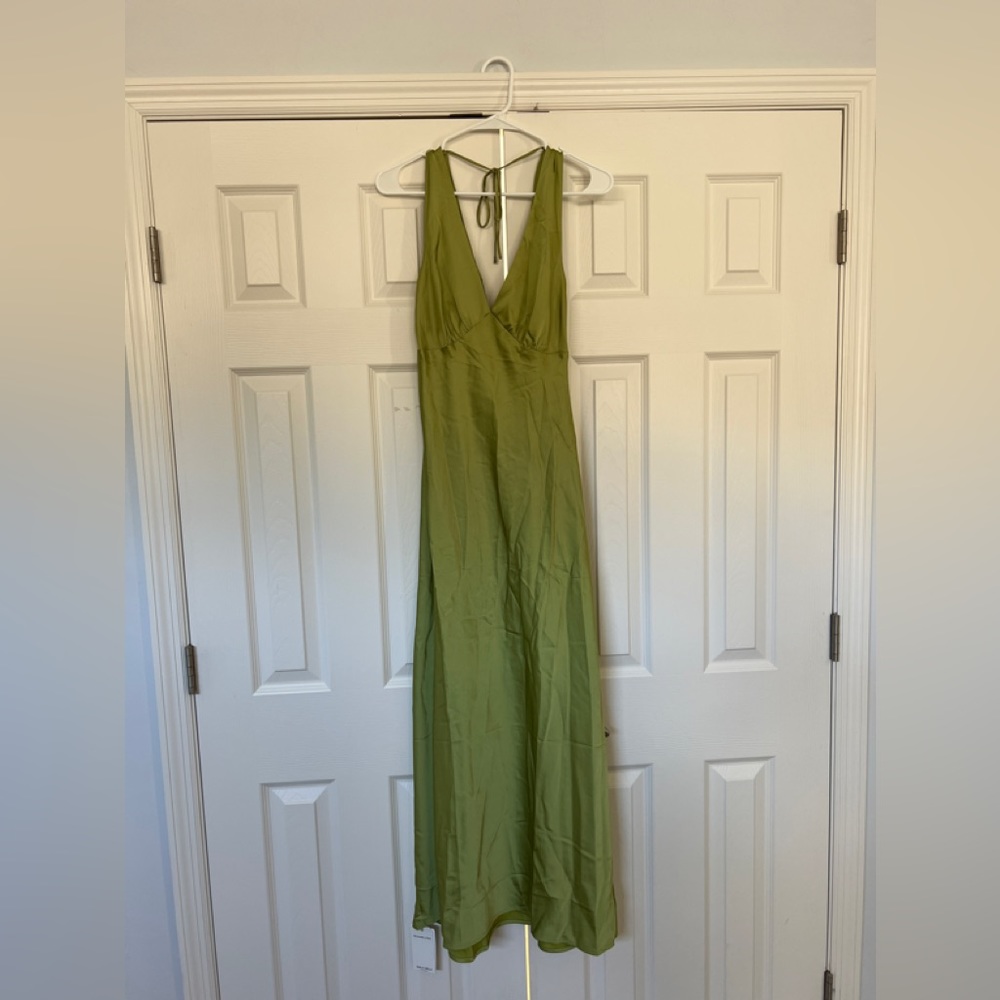 Abercrombie Plunge Cowl Back Maxi Dress Green Size Small